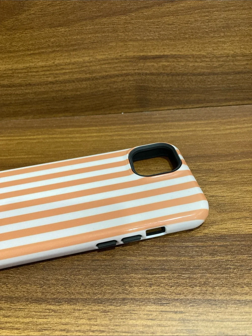JMS Peach & White Striped Protective Phone Case